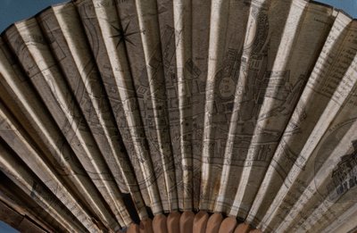 バースの地図を描いたファンの詳細、1790年頃（印刷された紙の葉と木） 作： English School